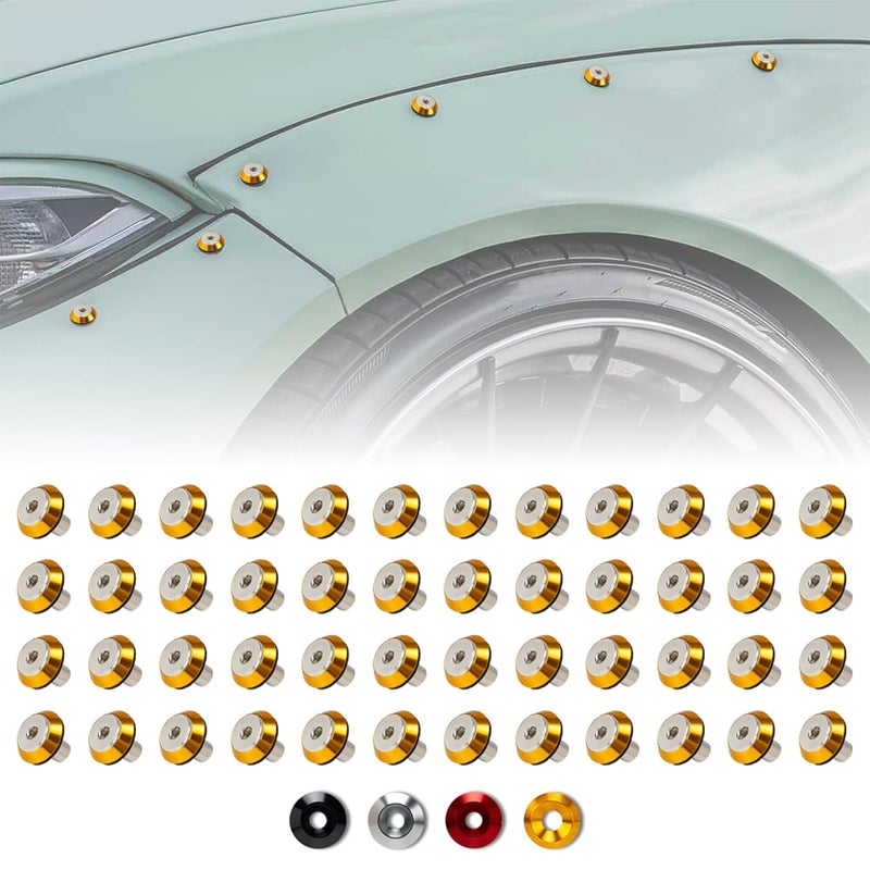 Rolling Gears 48-Piece M6 Gold Tapered Anodized Aluminum Washer Bolt Kit, Hardware Kit for Widebody, Fender Flares, Bumpers, Mud Flaps and Engine Bay Dress-Up - Image 1